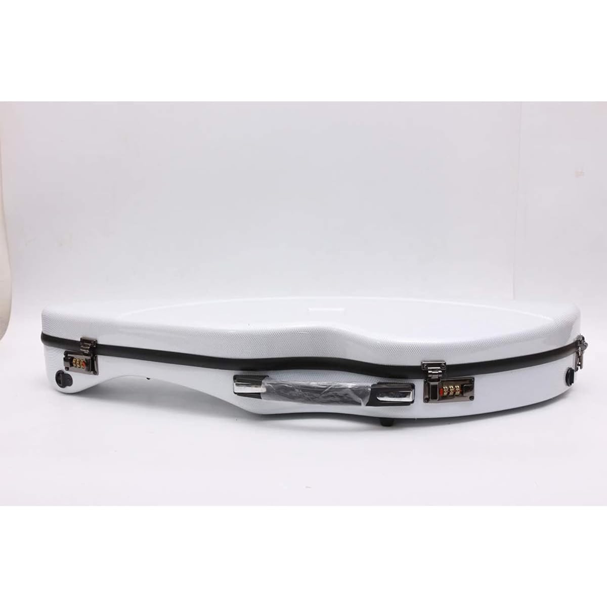 Violin Case 4/4 Full Size Mixed Carbon Fiber Violin Hard Case with Built-in Hygrometer and Password Lock Portable Carrying,White-3/4