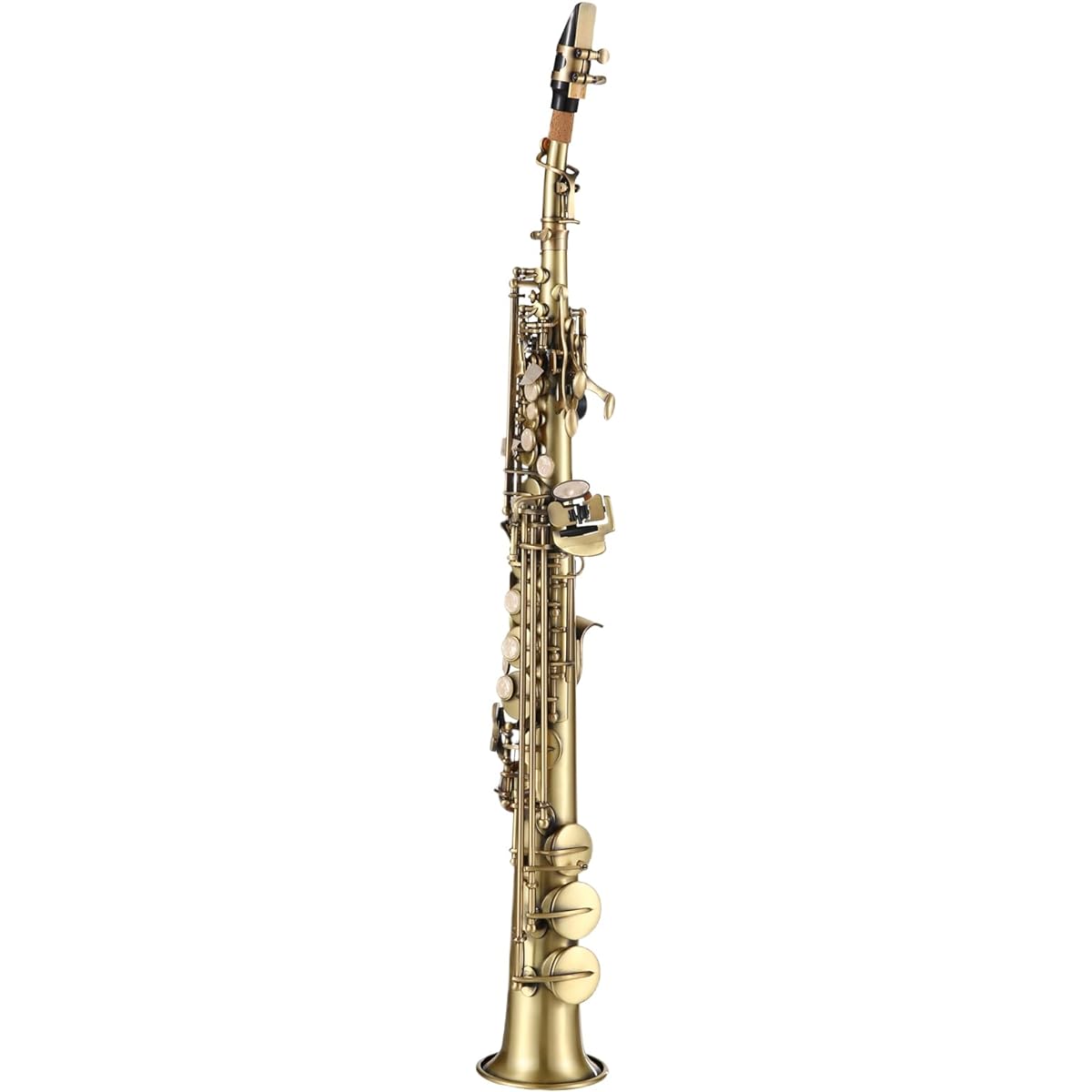 Btuty Professional Brass Straight Bb Soprano Saxophone Nickel Plated Saxophone Woodwind Instrument Engraved Pattern Mouthpiece Reed Cleaning Kit with Carrying Case Gloves Strap Brush