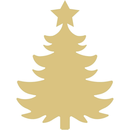 Tree Cutouts Unfinished Wooden Christmas Tree with Star Holiday Door Hanger MDF Shape Canvas Style 7 18" TREE-7