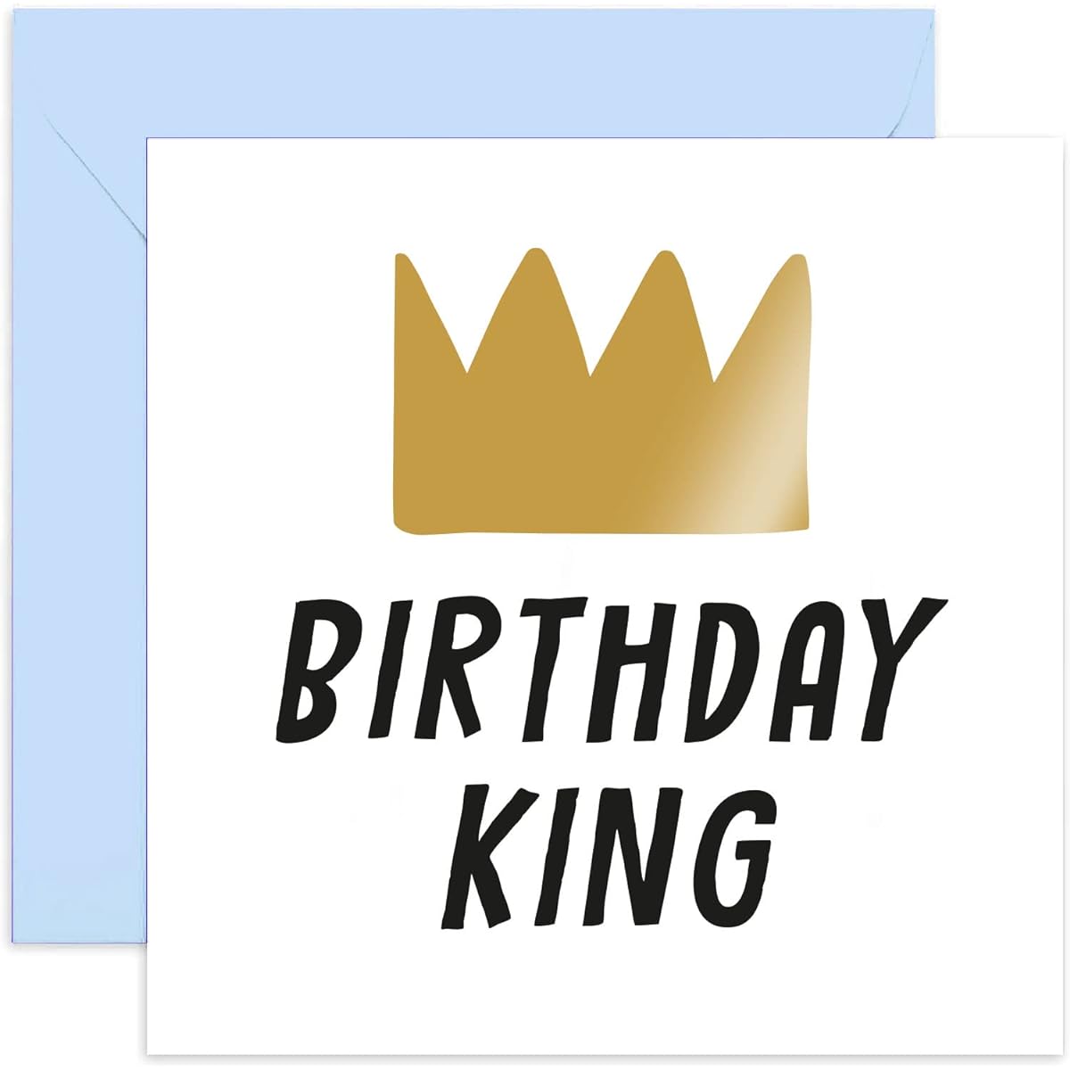 Old English Co. Funny Happy Birthday Card for Him - Birthday King Gold Crown Son Dad Brother Nephew Friend | Envelope Included