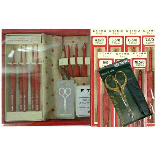 ETIMO red special set lucky bag with crochet needles of all sizes