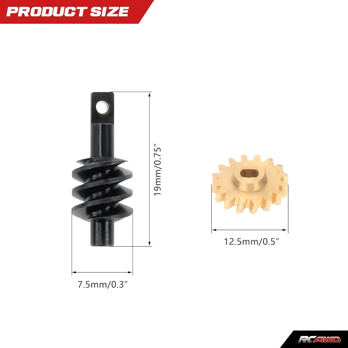 RCAWD Hardened Copper & Steel Front & Rear Worm Gear Set for Axial Scx24 Crawler, 1 Set