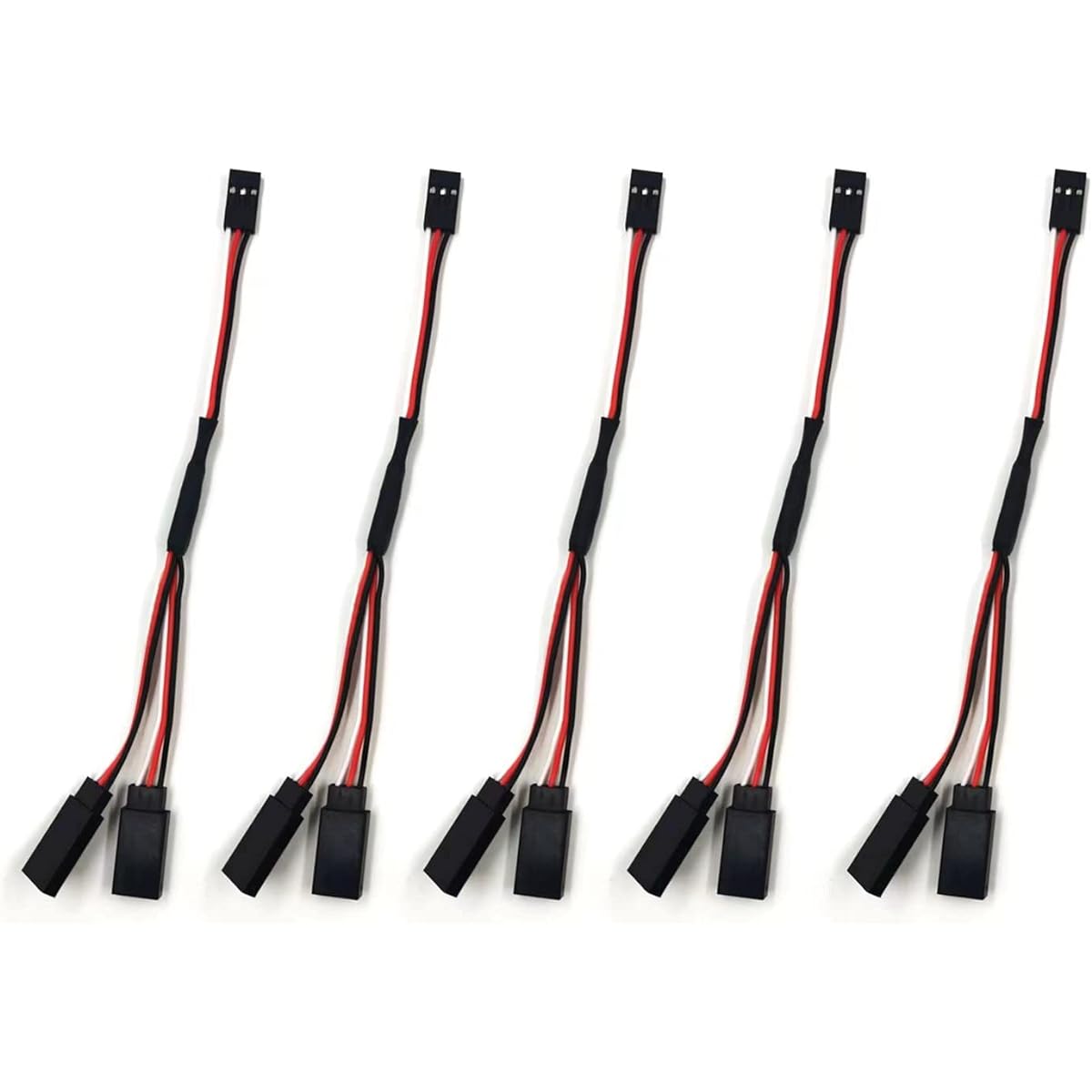 skrnrhrery Servo Y Adapter Cable Servo Y Cable Male and Female Plug 1 - 2 Y Servo Connector Cable for RC Airplane and Car Servo Y Connector 30 Core Wire Servo Y Extension Cable (5pcs 15cm)