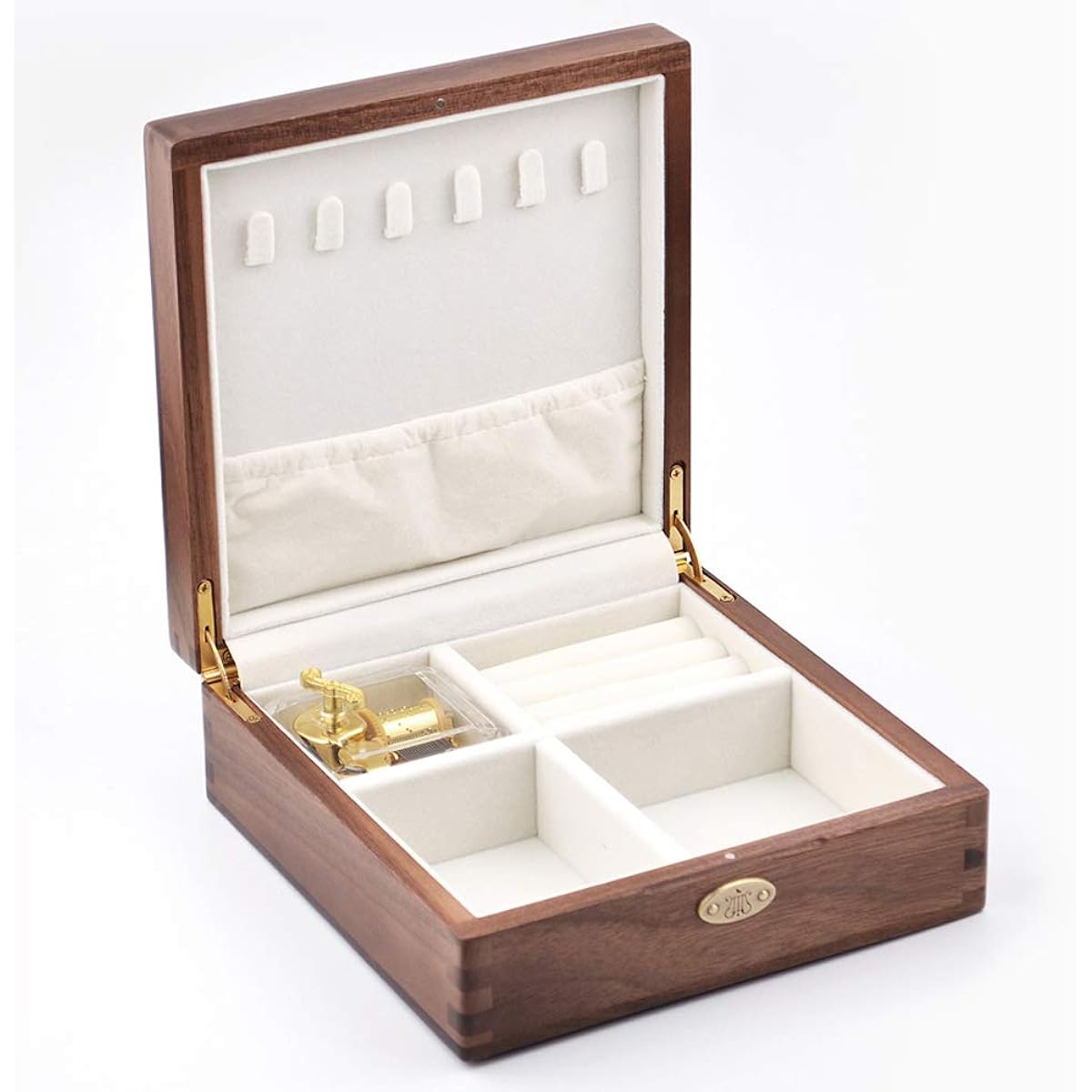 Sinzyo Music Box Spring Rhyme Wooden Accessory Storage Case Anniversary Birthday Present Mother's Day Gift (Walnut, Song: Laputa: Castle in the Sky)
