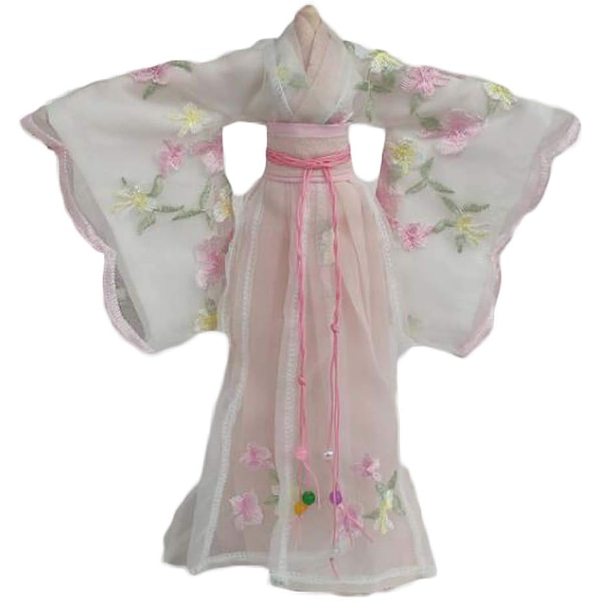Handmade Chinese Style Ancient Beauty Costume White Doll Dress Pink Flora Doll Clothes for 11.5inch Doll