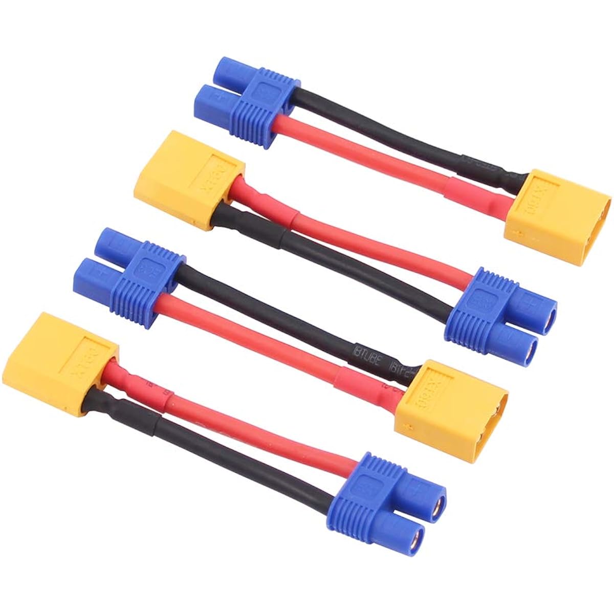 BDHI XT60 Male to EC3 Female Connector Adapter Wire 14AWG 2" for RC LiPo Battery Cable (B113-4) Pack of 4
