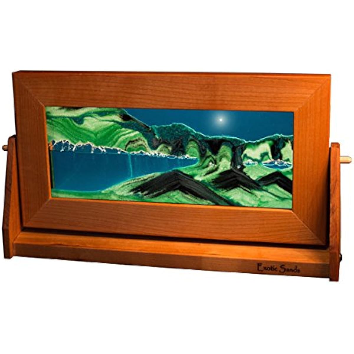 Exotic Sand Colored Sand Art - Md22 Medium Cherry Frame (Summer Turquoise) USA Best Unique Gift Ideas