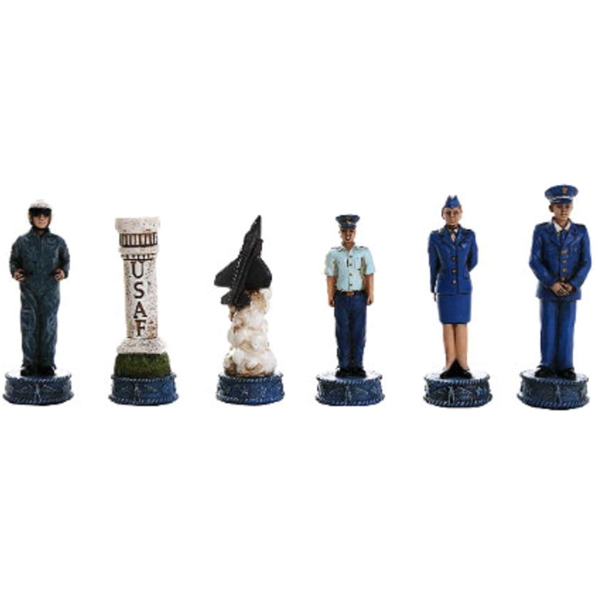 US Air Force vs Marine Corps Military Chess Set with Hand Painted Pieces and Glass Board