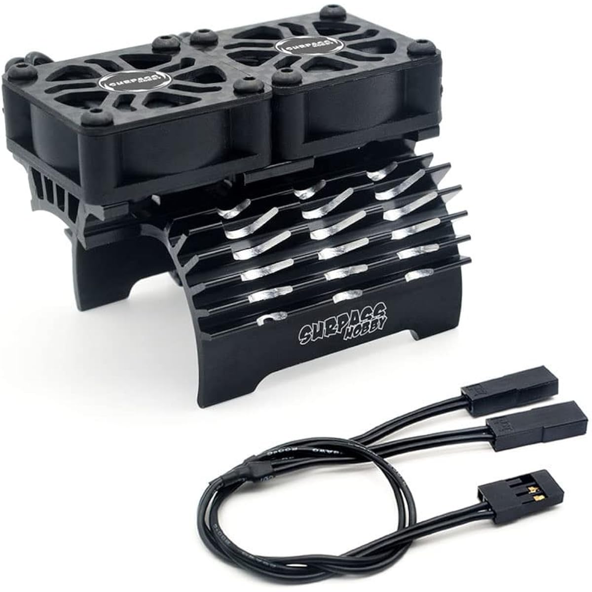 RC Brushless Motor Fan RC Cooling Fan 30mm Dual Fan 27000RPM Red Metal Heatsink Brushless Motor Heatsink 1/8 1/10 RC Car 40mm 42mm Brushless Motor (Black)