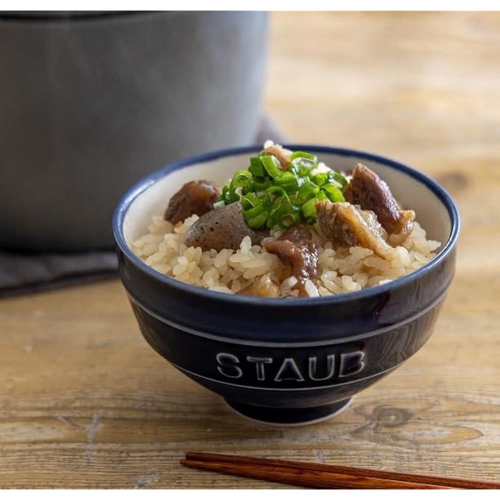 staub Ceramic "Le Chawan Meoto Set KOHIKI White M/Grand Blue L Made in Japan" Couple Bowl Rice Bowl Set [Authorized Japanese Product] Le Chawan 40508-544