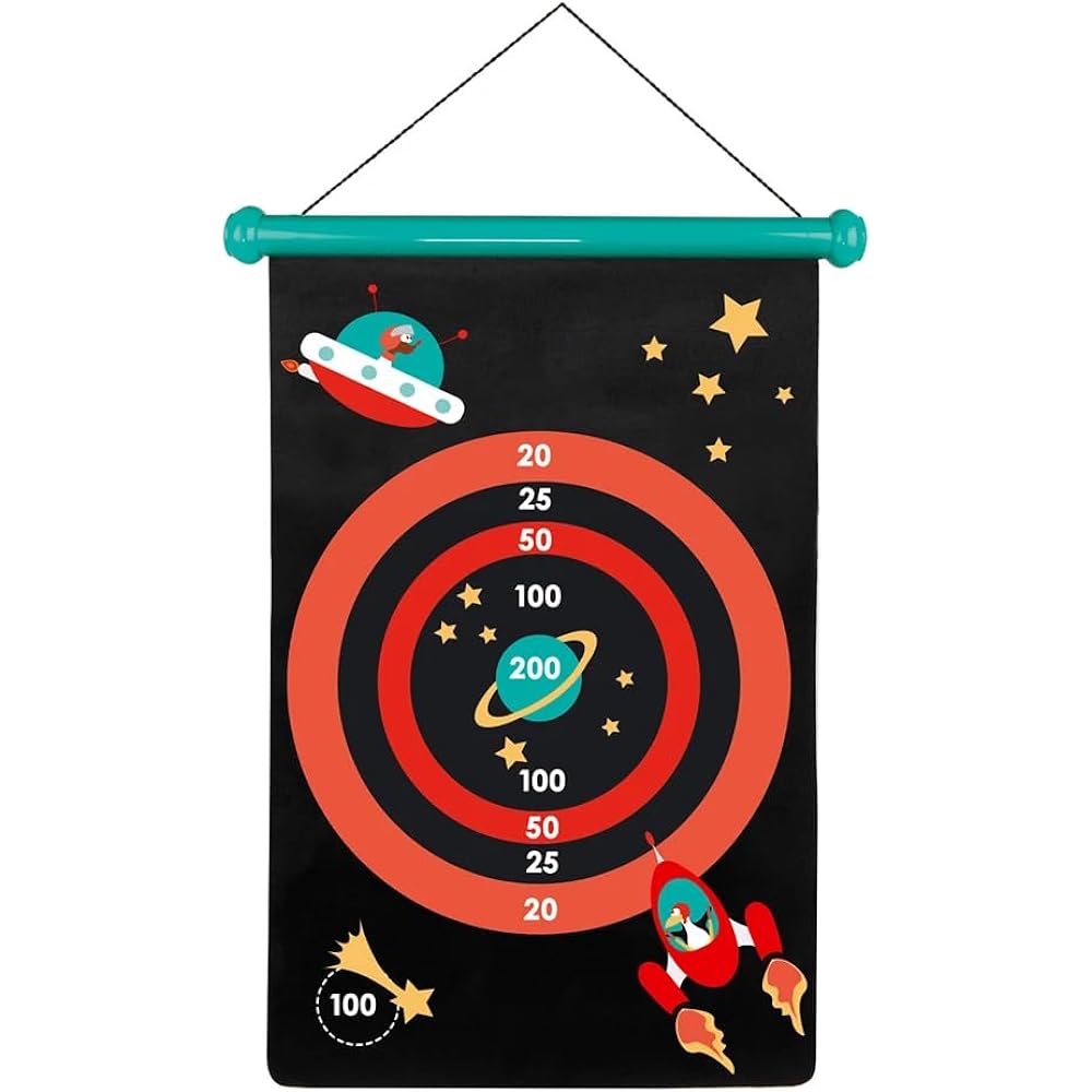 Scratch Magnetic Dart Game Space & Rocket Double Sided Soft Dart Board Wall Hanging 6182001 Genuine Product