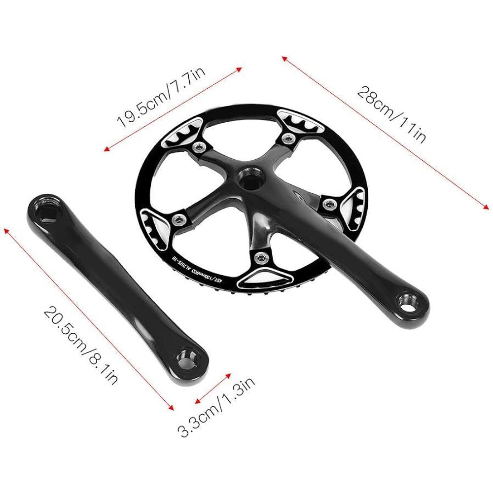 Bicycle Crank Folding Aluminum Alloy Crank Arm Length 170mm Durable Mountain Bike Bolt Circle Diameter BCD: 130mm Fits All Speed Road Bikes Bicycle Chainring Protector Sprocket Set 45T-Black