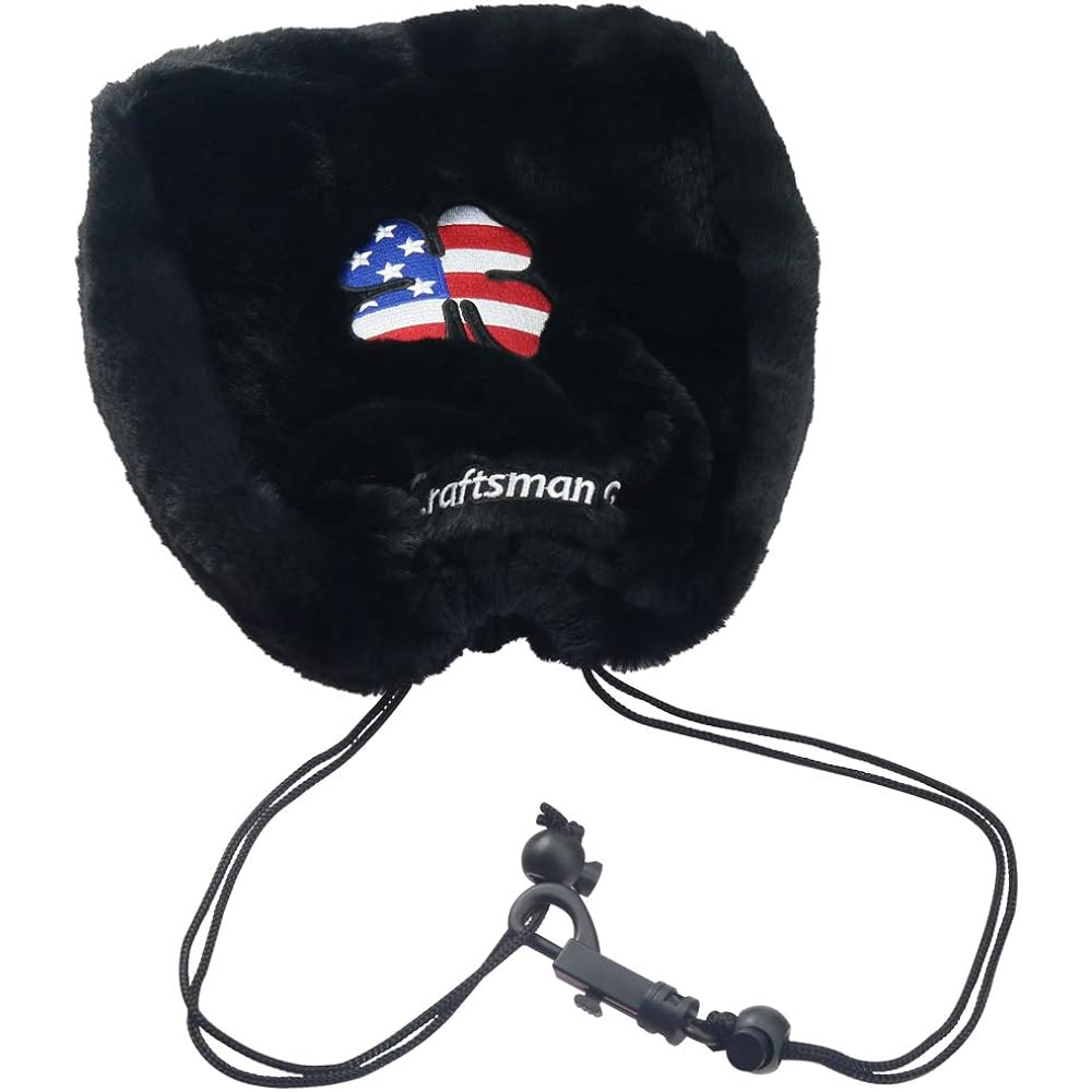 CRAFTSMAN Golf Iron Cover, Boa Head Cover, Set, Accessory Pouch, String Closure, Hook Included, Convenient to Carry, American Style Embroidery, Clover Pattern, Unisex, 2 Colors (Pink, Black)