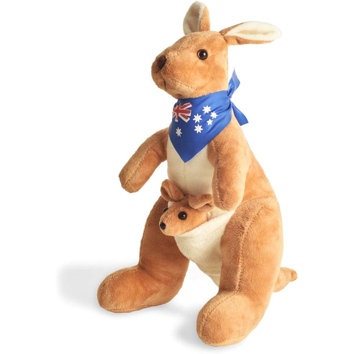 BOHS Plush Kangaroo Australia Scarf and Joey - Cuddly Soft Animal Toy - 11.8 Inch