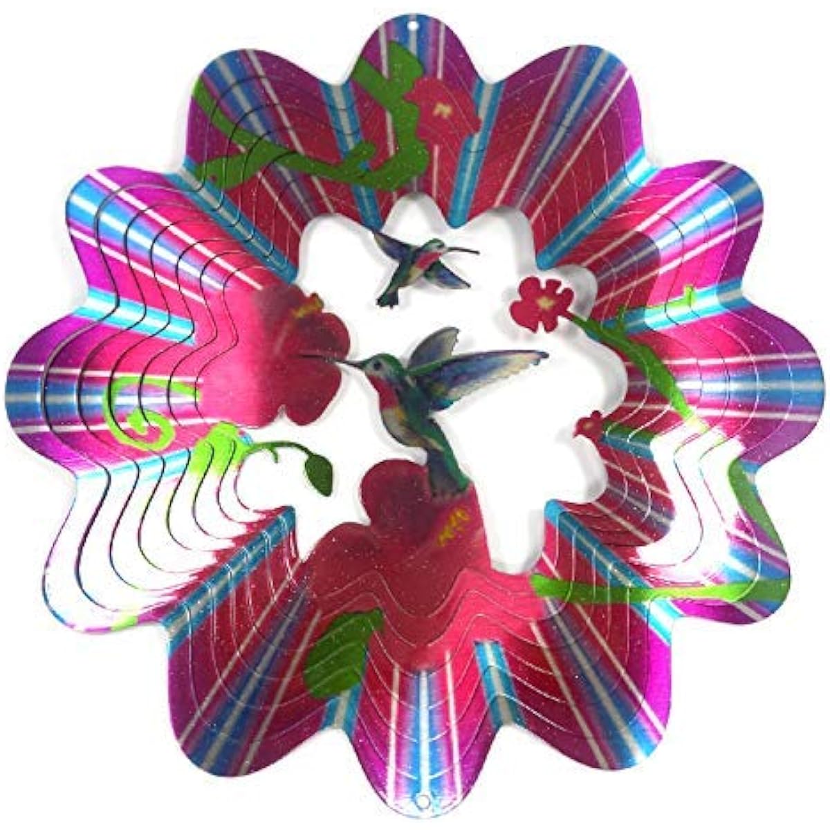 Shipityourway 3d Wind Spinner Hummingbird Flowers Yard Art Garden Twister 6.5" Inch