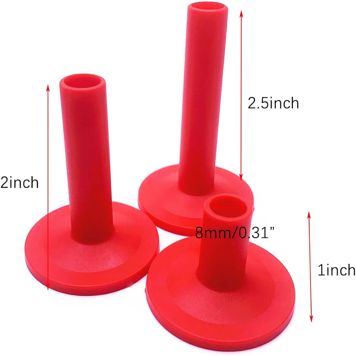 Jiayouy Plastic Long/Medium/Short Flange Cymbal Sleeves for 8mm Percussion Drum Kit Parts 12 Pack (Red)