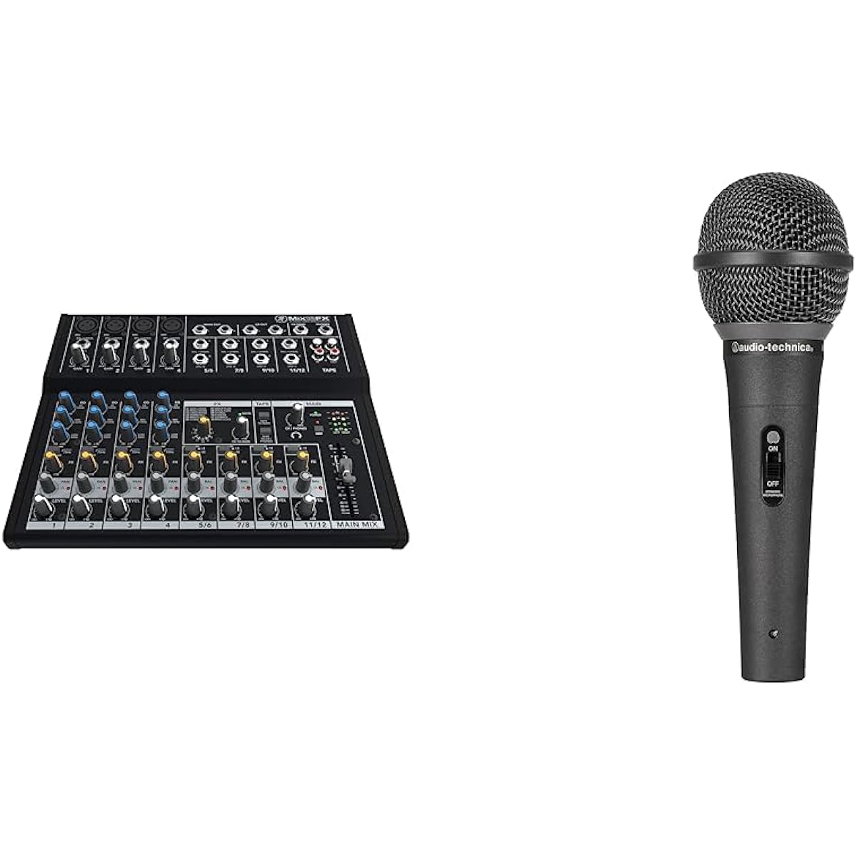 [Set purchase] MACKIE MIX12FX ultra-compact analog mixer with built-in effects (genuine Japanese product) & audio-technica AT-X11 dynamic vocal microphone with protective ring (black)