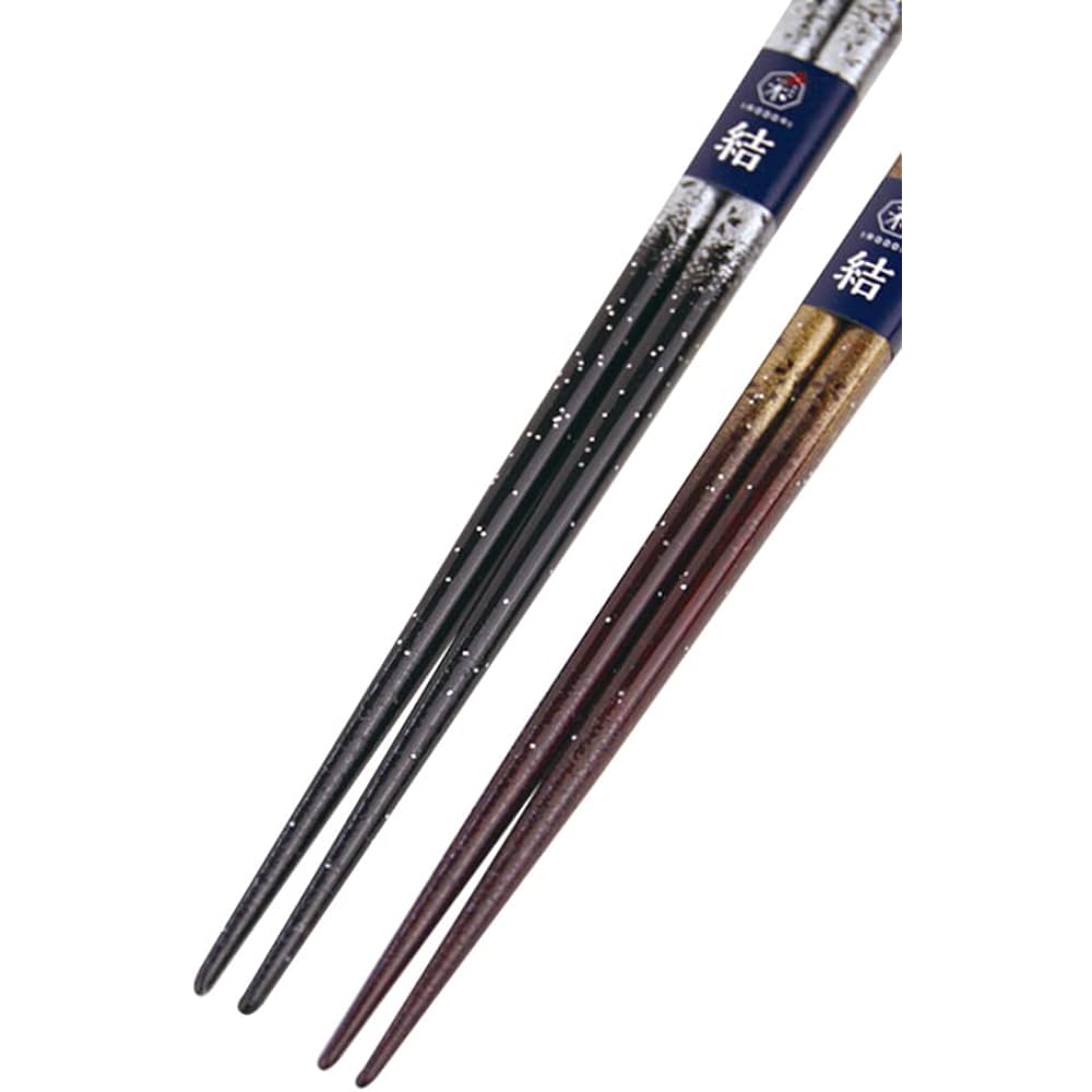 Couple chopsticks Asagiri black red with paulownia box and wrapping wedding gift wedding gift for the bride and groom [150]