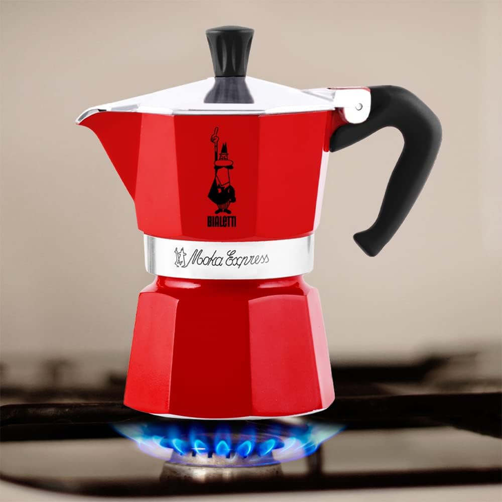 Bialetti 6 Cup Moka Direct Fire Espresso Maker Red