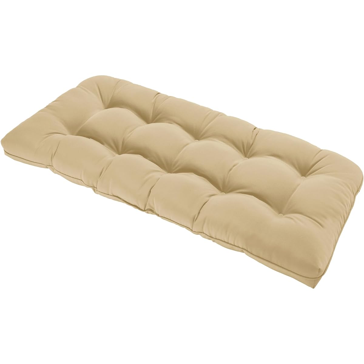 LOVTEX Tufted Bench Cushion for Outdoor Furniture, Waterproof 44" x 19" Patio Swing Cushion Khaki - Filled Indoor/Outdoor Loveseat Cushion with Round Corners