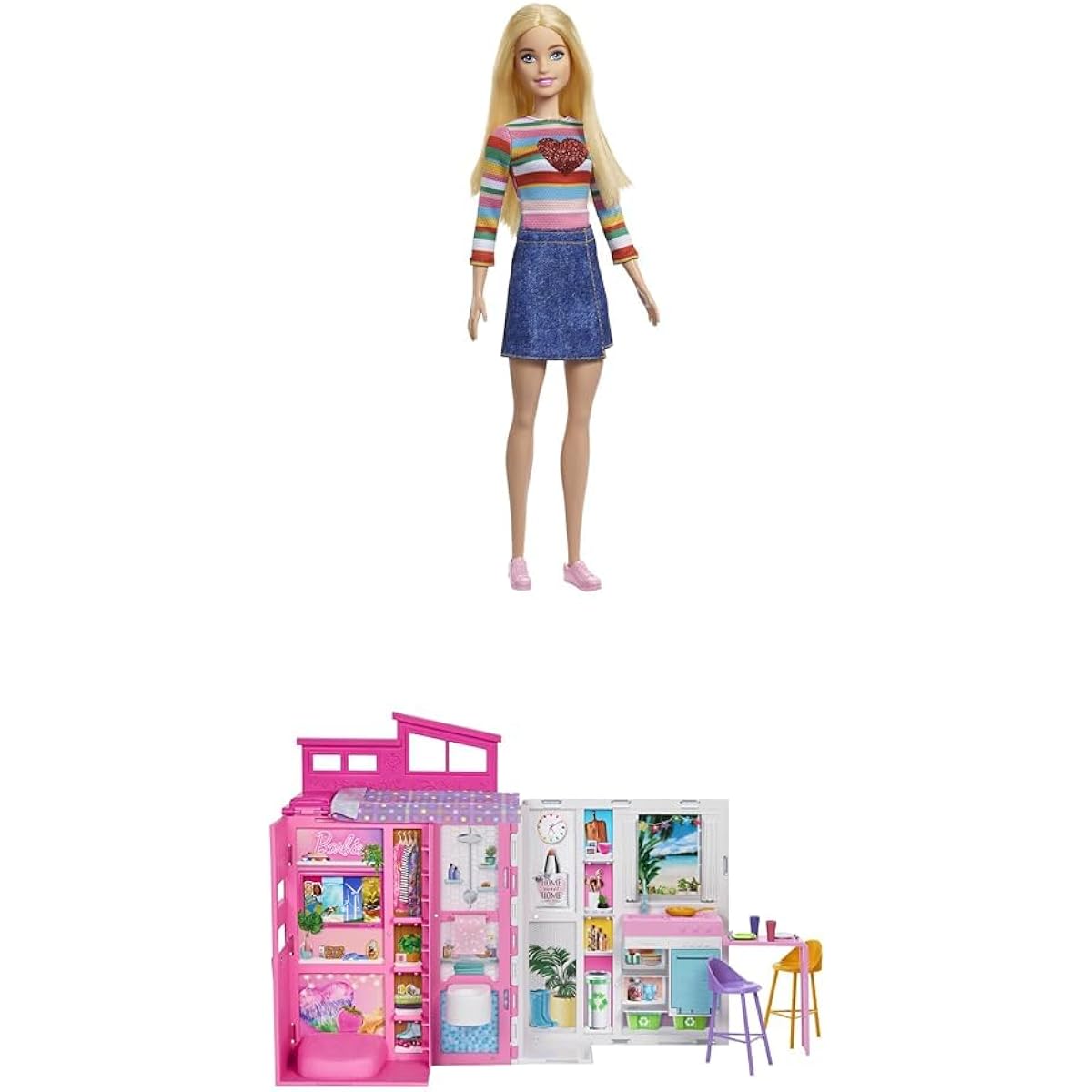 Barbie Malibu Heart Border and Supermarket Shopping Set HGT13 & FP01