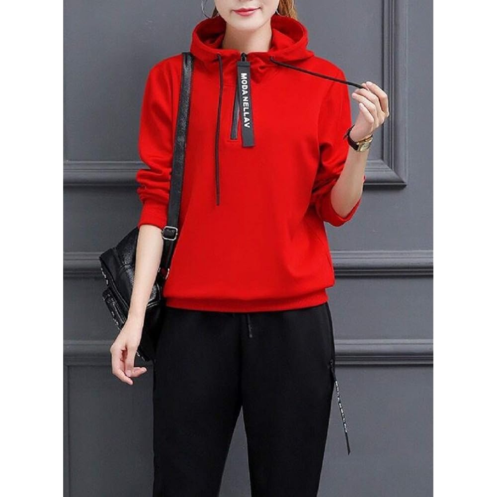 [Jirua] Women's Sweatshirt Hoodie Jersey Top and Bottom Set Training Sports Room Wear Bicolor #007
