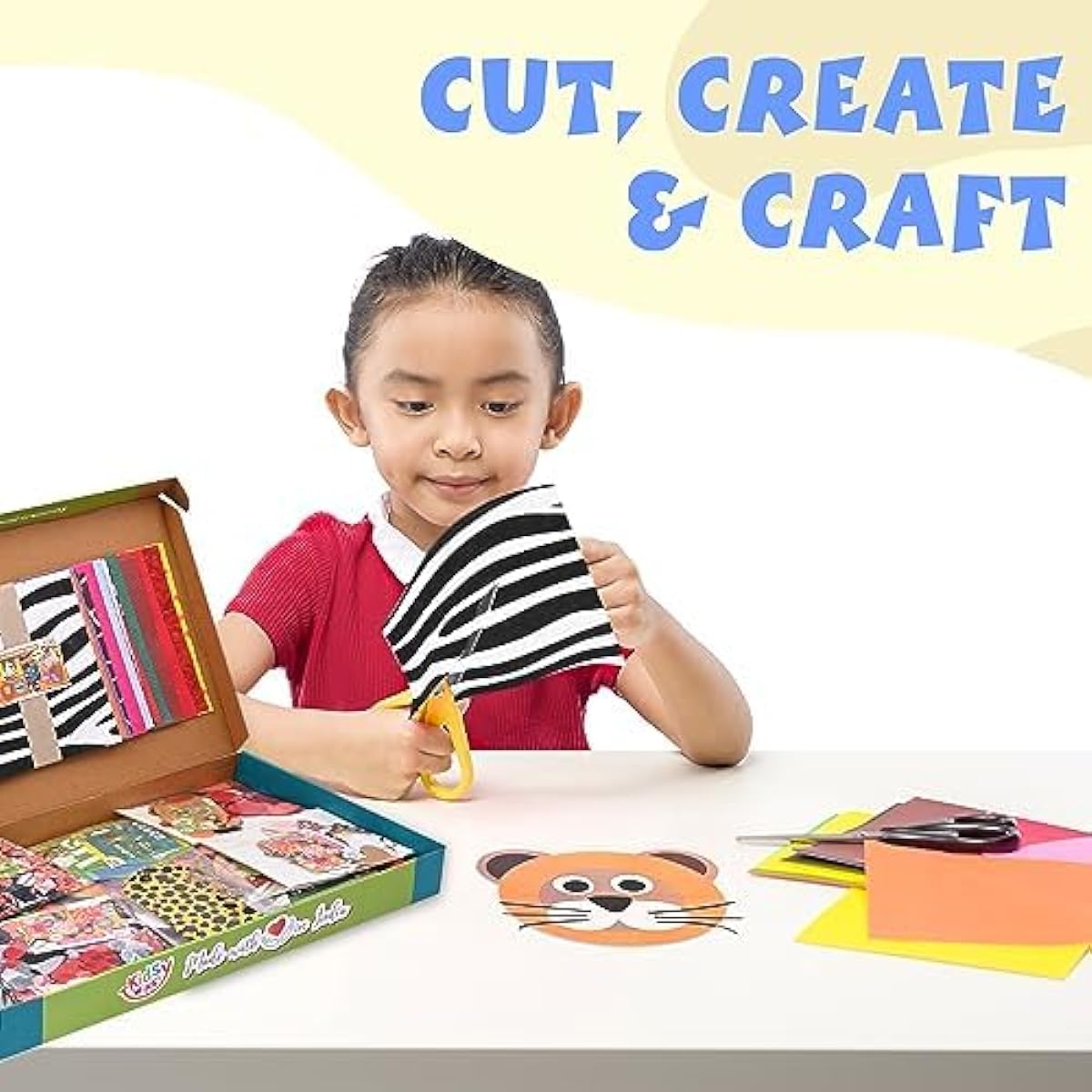 KidsyWinsy Jungle Safari Theme DIY Craft Kit | Bumper Pack with 20+ Paper Animal Craft Activities & 300+ Pieces | Great Gift for Kids of All Ages