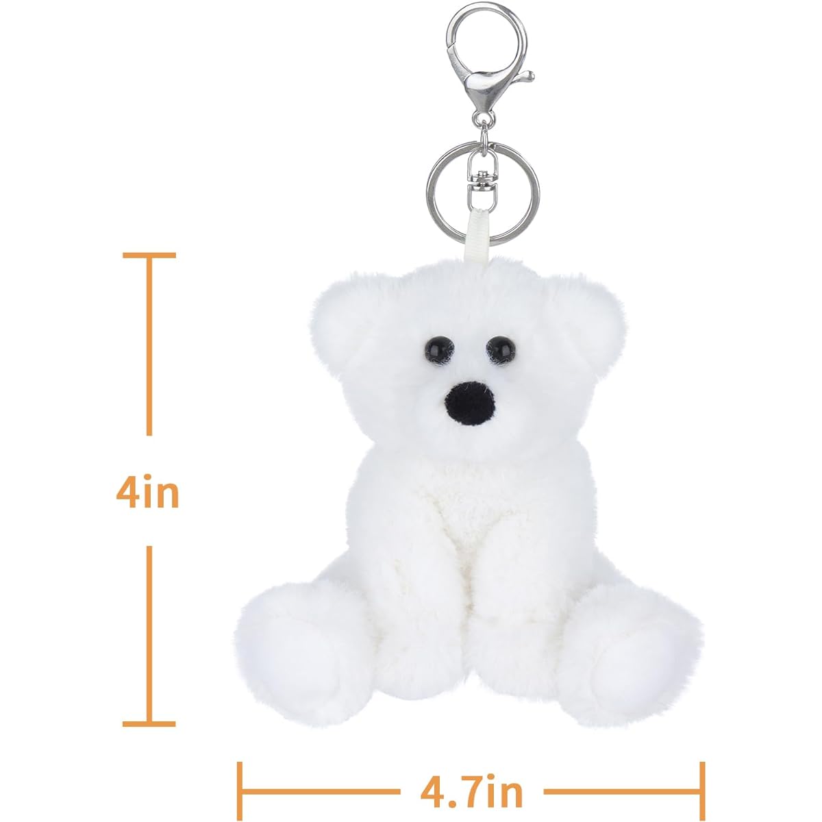 Apricot Lamb Cute Toy Stuffed Animal White Polar Bear Plush Soft Keychain Kids Bag Handbag Backpack Handbag (4.5 Inch), White, S