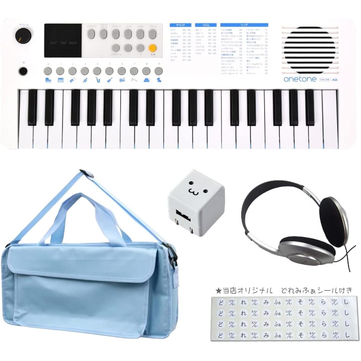 ONETONE One Tone Mini Keyboard OTK-37M WHBL White Blue Keyboard Bag (KHB-09)/USB Charger/Headphones Included