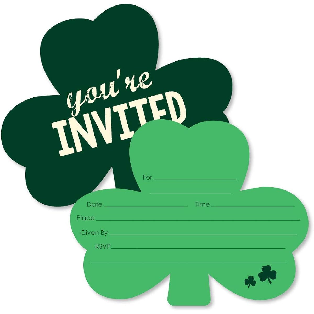 St. Patrick's Day - Fill In The Form Invitations - St. Patrick's Day Party Invitation Cards with Envelopes - Set of 12