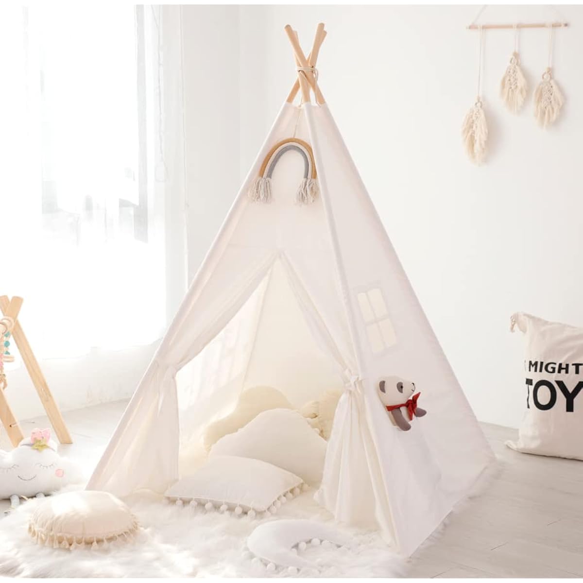 Kids Tent with Cushion Teepee Boy & Girl Indoor Dollhouse