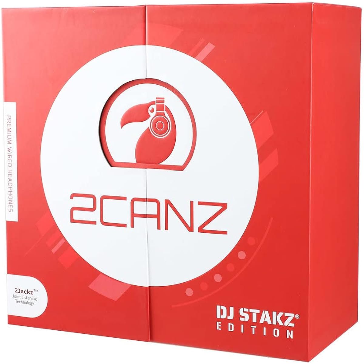 2CANZ Red DJ STAKZ Edition Over-Ear Professional Wired DJ Headphones - Reinforced 50mm Neodymium Drivers Closed Back Plush Comfortable Ear Cushions 8-Way Adjustable Ear Pads Foldable