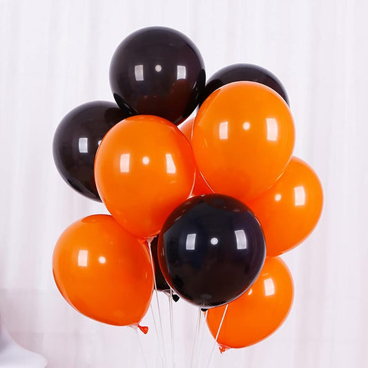 12 Inch Black and Orange Balloons Halloween/Wedding/Baby Shower/Birthday/Graduation Party Decoration Orange and Black Theme Party Decoration Supplies Arch Decoration 100 Pieces