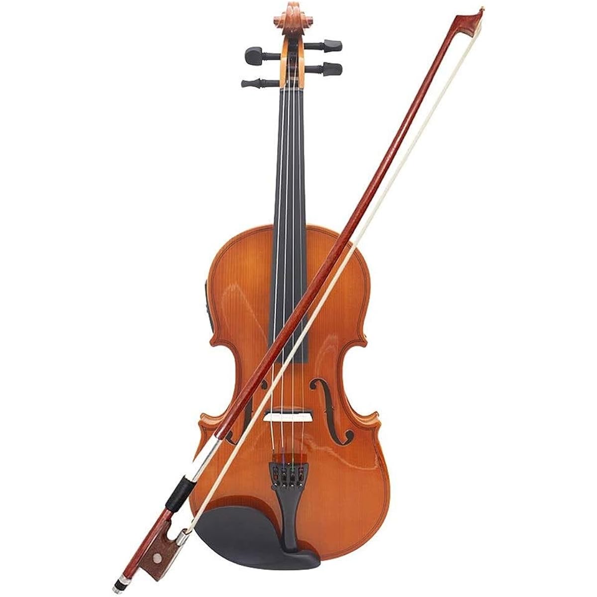 Violin 4/4 Full Size Natural Acoustic EQ Violin Fiddle Solid Wood Spruce Faceboard 6.35mm 1/4" with Connector Wire Shoulder