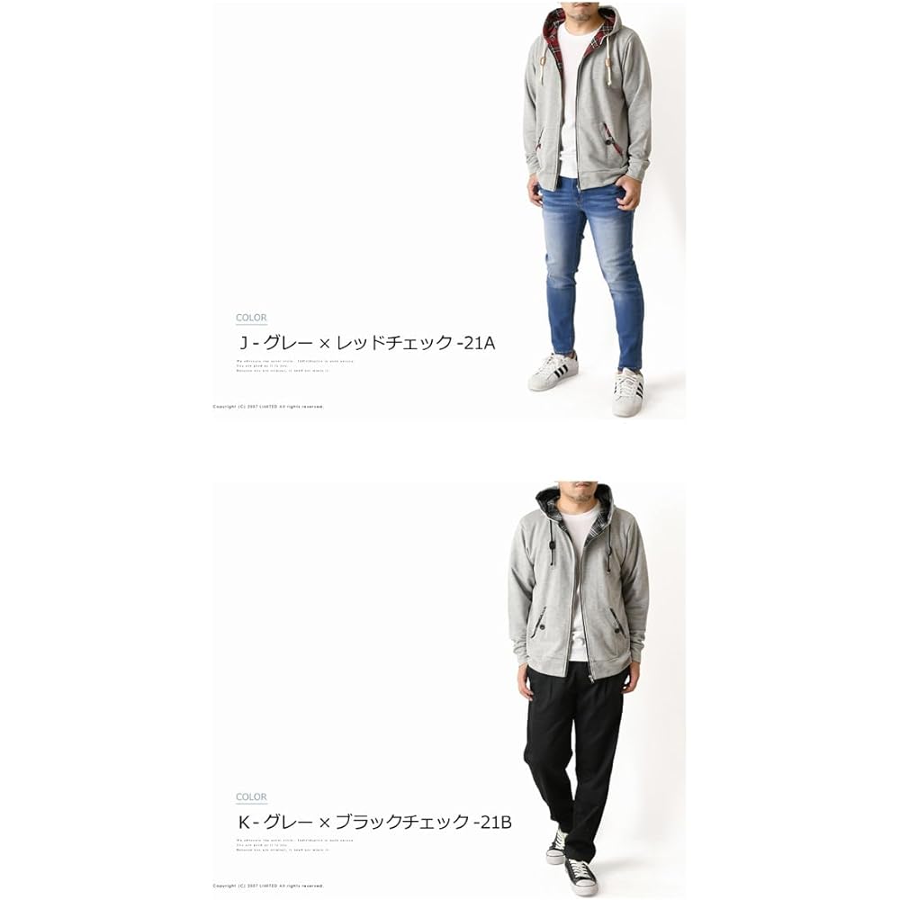 [LIMITED SELECT] Checked sweatshirt ZIP hoodie men's
