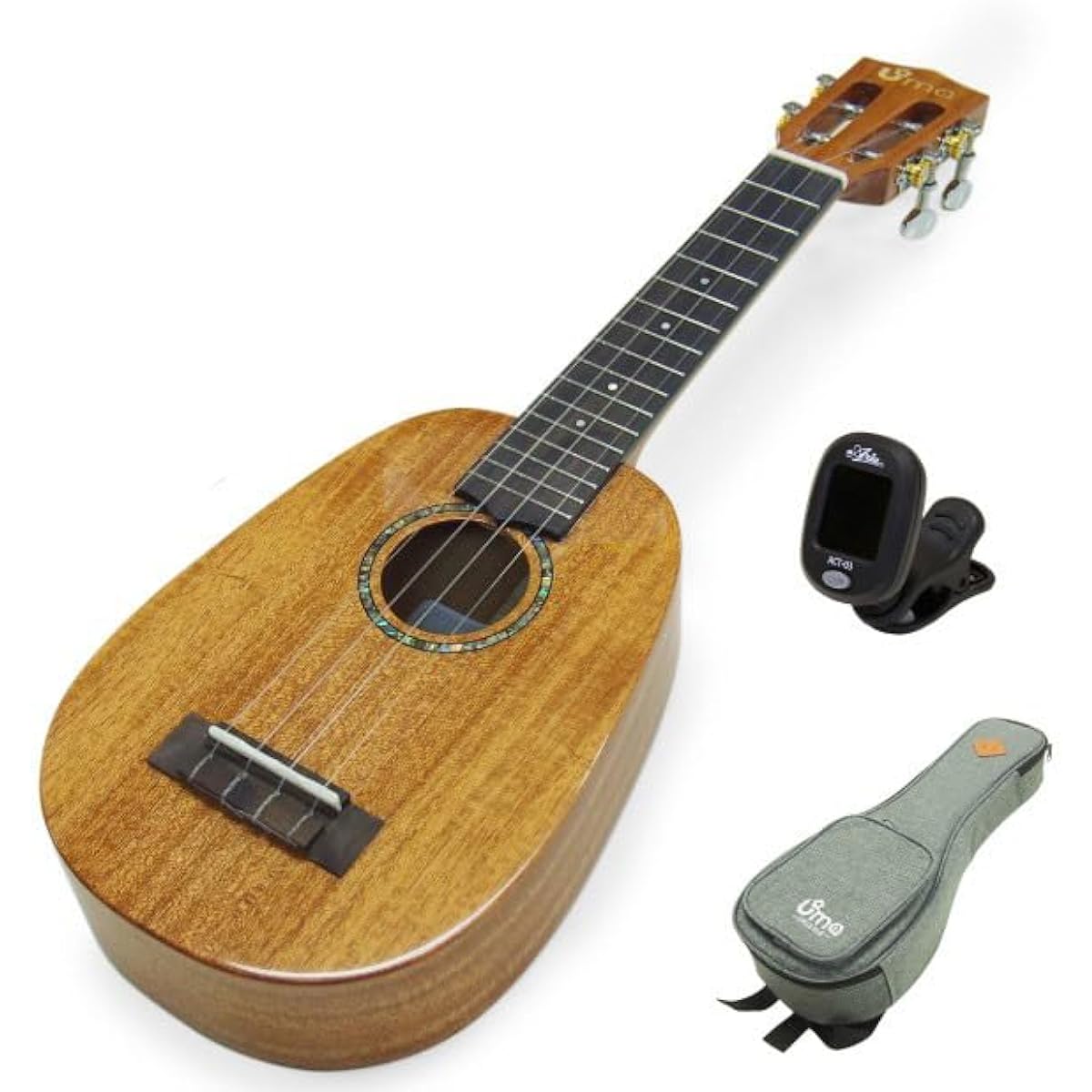 Uma Ukulele UK-20SSP N Pineapple Soprano Tuner Included Mahogany Solid TR Music String Height Adjusted (Taiwan Brand) (Sweet Tone) ()