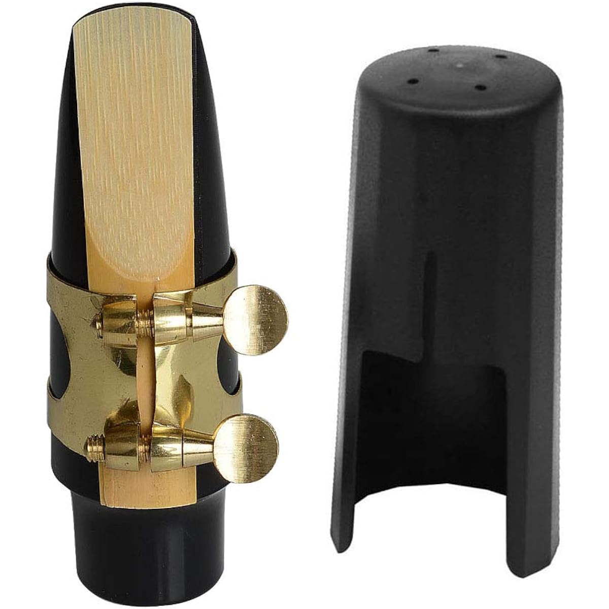 Jiayouy Alto Saxophone Mouthpiece 1 Reed with Gold Plated Ligature and Plastic Cap