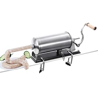 Generic 6-Pod Manual Sausage Maker Sausage Stuffer Stainless Steel Homemade Horizontal Meat Filling Kitchen Machine with 8 Stuffing Tubes Sausage Filler Sheep Intestine Handmade