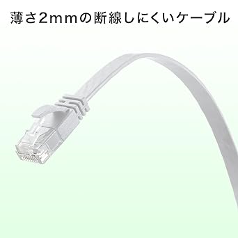Sanwa Supply Category 6A Flat LAN Cable (White, 20m) KB-FL6AL-20W