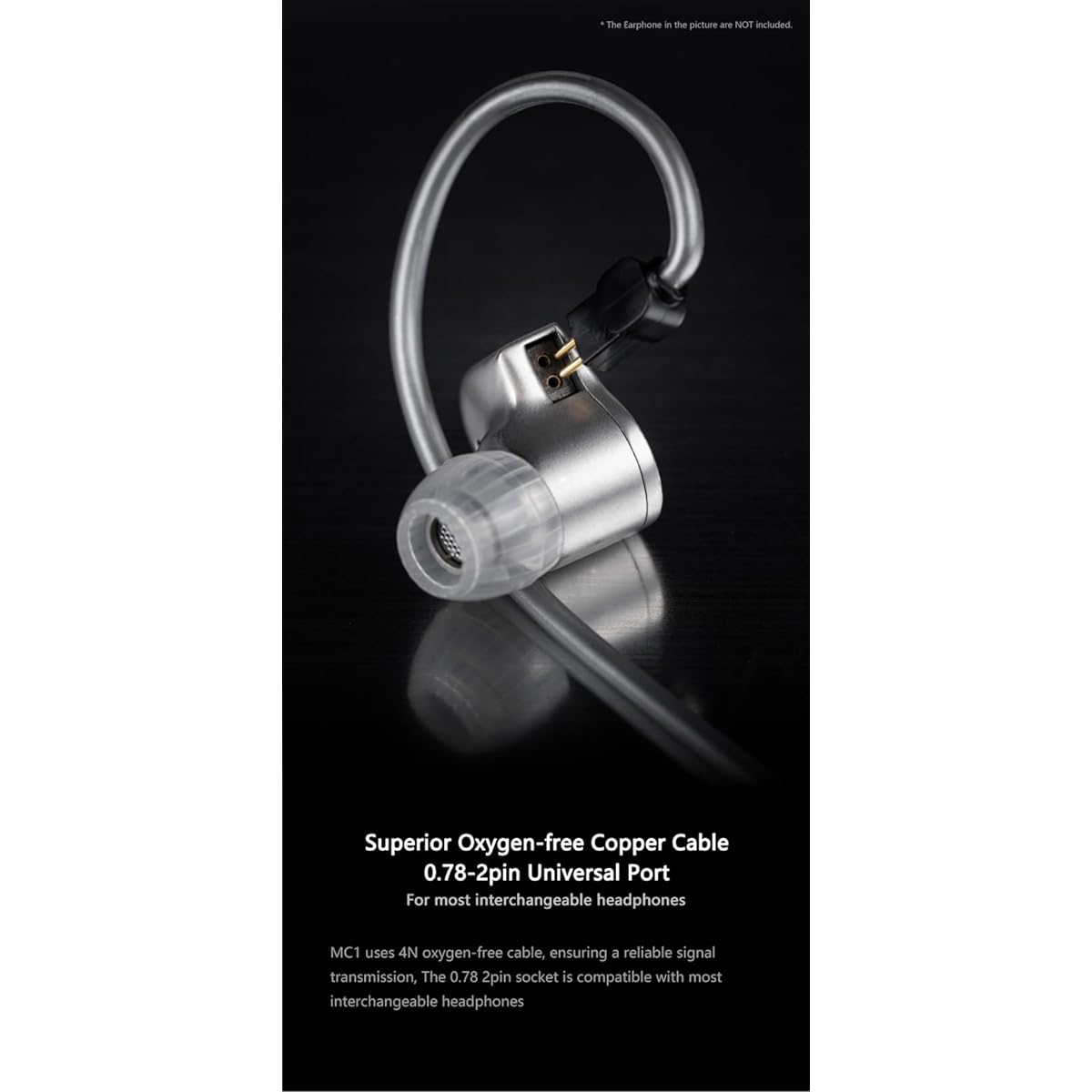 Moondrop MC1 Multipurpose Microphone Cable 3.5mm Earphone Upgrade Cable Microphone 0.78mm-2 Pin
