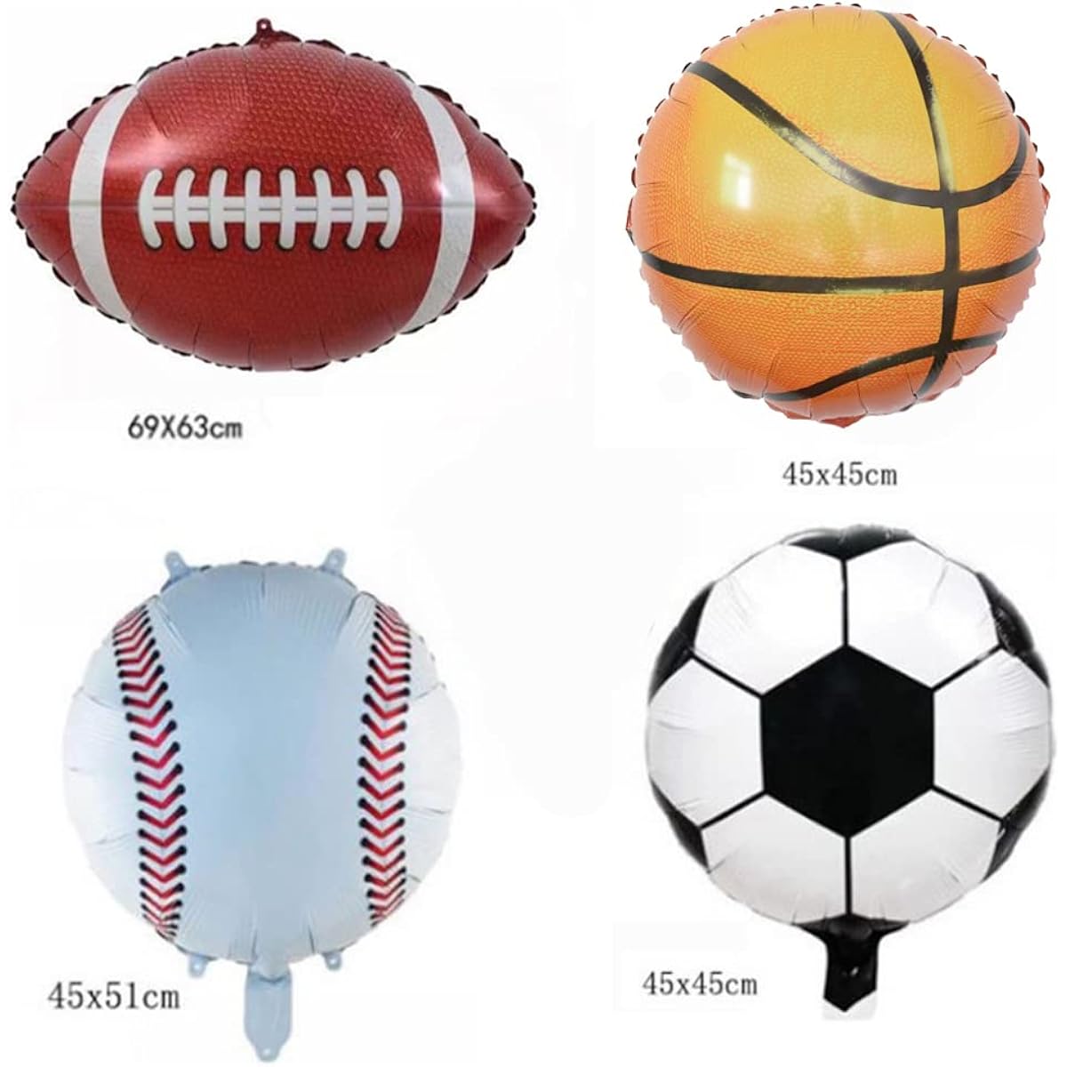 Morndew 7pcs Basketball Tennis Soccer Ball Foil Balloons 18 Inch Mylar Balloons for Sports Theme Party Kids Birthday Party Baby Shower Decorations