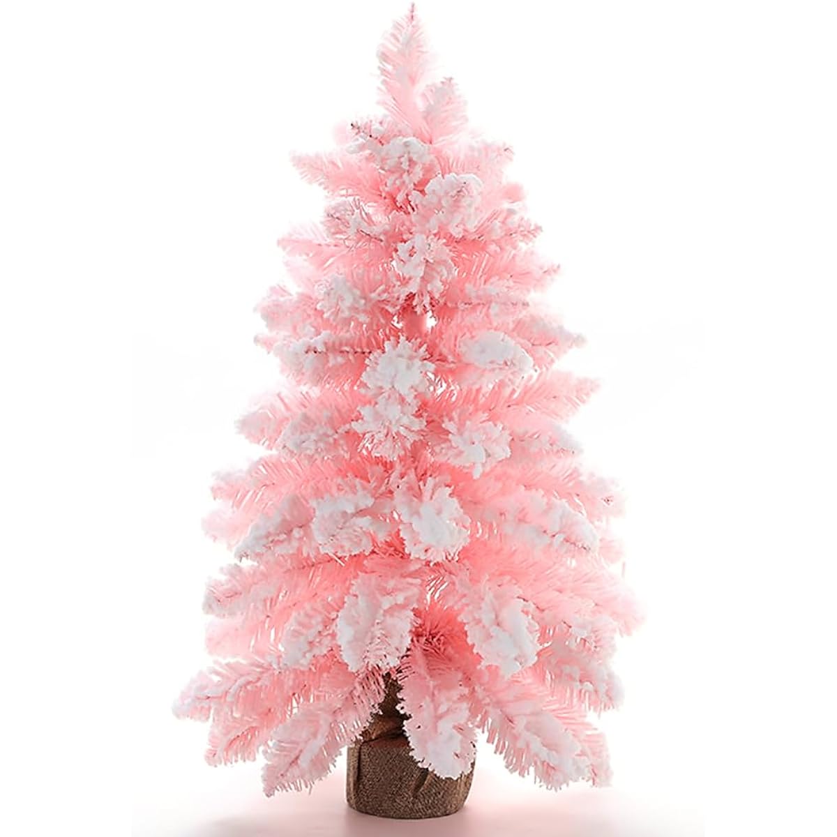 Mini Pink Christmas Tree 20 Inch Small Desktop Pre-lit Artificial Christmas Tree with Sturdy Stand Christmas Party Supplies Home Indoor Decoration