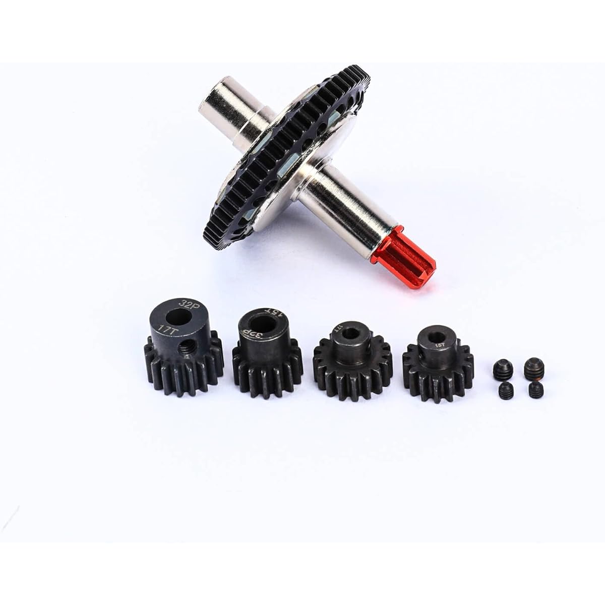RCAWD Hard Steel 57T Slipper Set 0.8Mod 15T 17T Motor Gear 3.15mm 5mm 1/10 Arrma Big Rock Granite Kraton Outcast Senton Vorteks 1/8 Typhon Parts (Black)