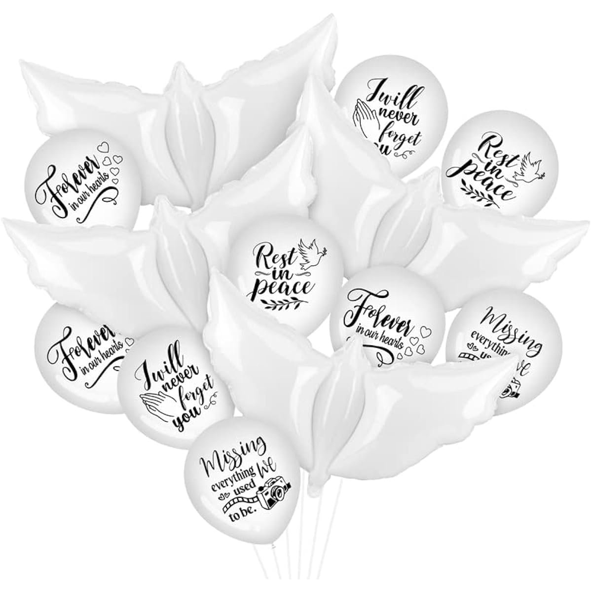 Chenkaiyang 64 Pieces White Memorial Balloons 4 Pieces Peace Pigeon Balloons 12 Inches Funeral Balloons Latex Rest Peace Balloons with 3 Rolls Balloon Ribbon Memorial Service Condolences