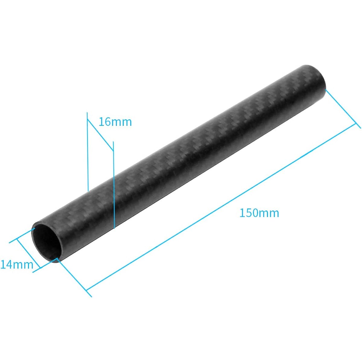 FEICHAO 4PCS 16MM*14MM*150MM 3K Carbon Fiber Tube with 16mm Clamp Type Motor Mount Plate Holder and Z16 Folding Arm Tube Joint for 4-Axis Aircraft RC Quadcopter DIY Helicopter Drone