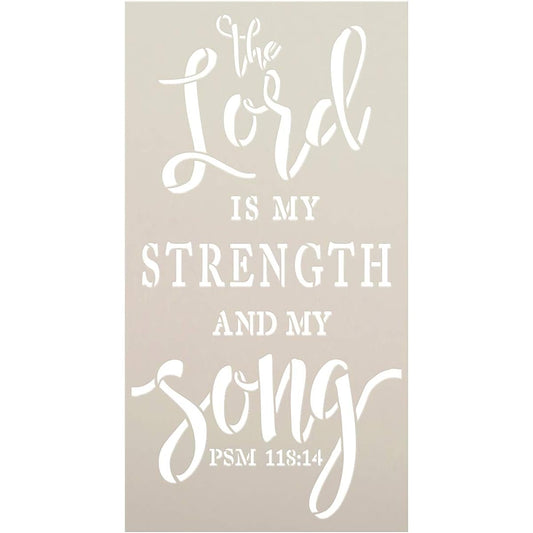 The Lord is My Strength Stencil StudioR12 | Psalm 118:14 | Painted Wood Sign | Reusable Mylar Template | Christian Craft Cursive | Bible Prayer | DIY Inspirational Faith | Sizes Available 11" x 21" STCL2965