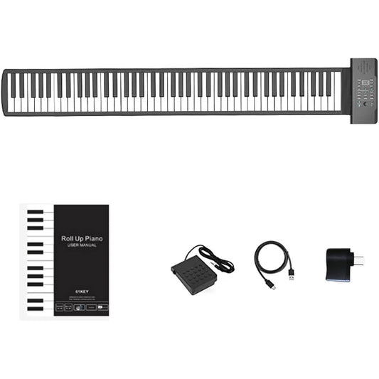 88 Key Hand Roll Piano, Portable Piano with MIDI Output, Built-in Speaker, Soft Silicone Flexible Roll Up Piano, Suitable for Kids Beginners