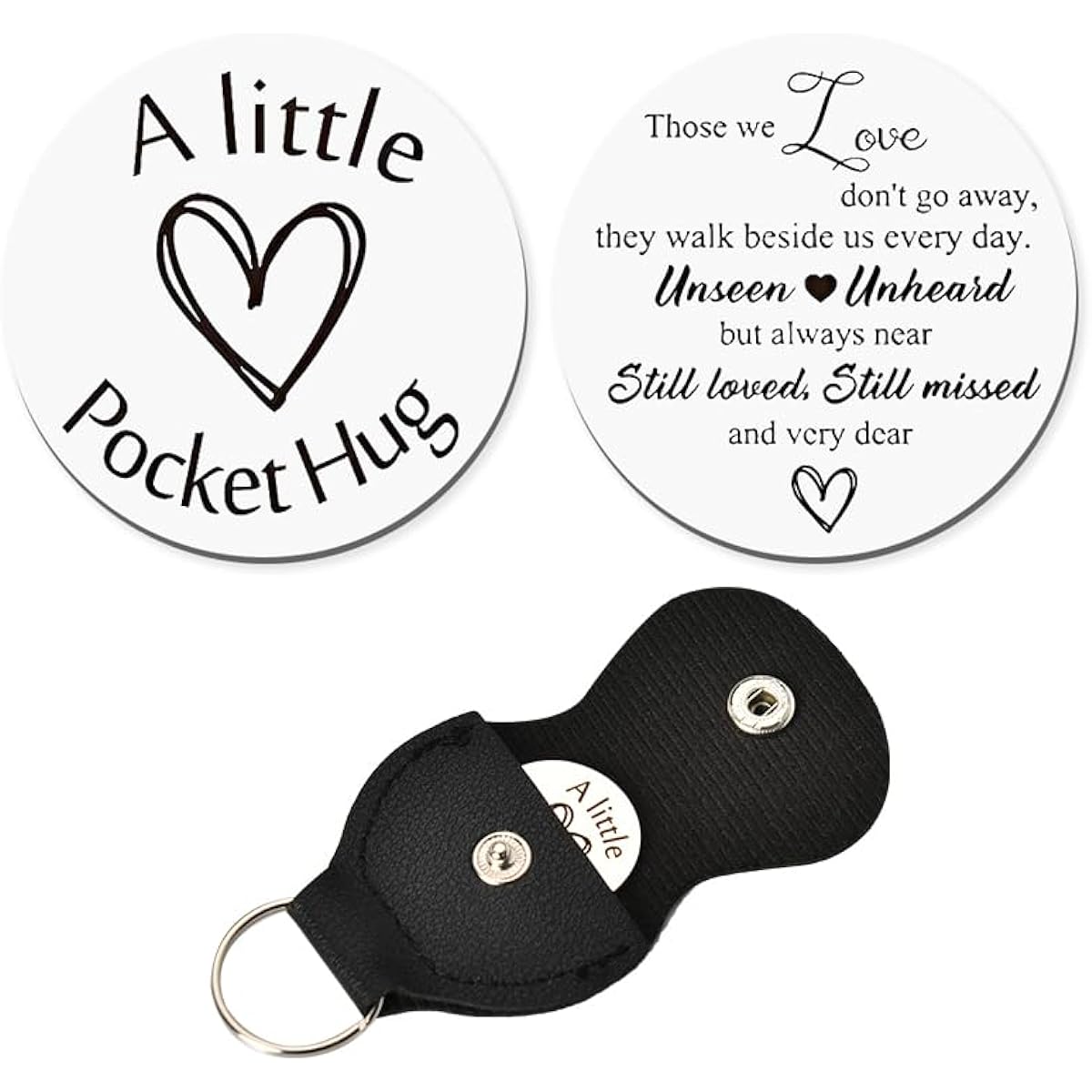 Pocket Hug Token Keychain Coin Gifts for Women Men Boys Girls Birthday Christmas Gifts for Him Her PU Leather Keychain