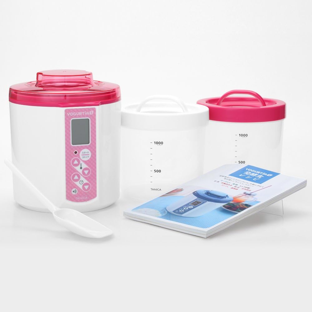 TANICA Temperature Control (25-70℃) Yogurt Maker with Timer and Buzzer Yogurtia S 1200ml YS-01 (Pink)