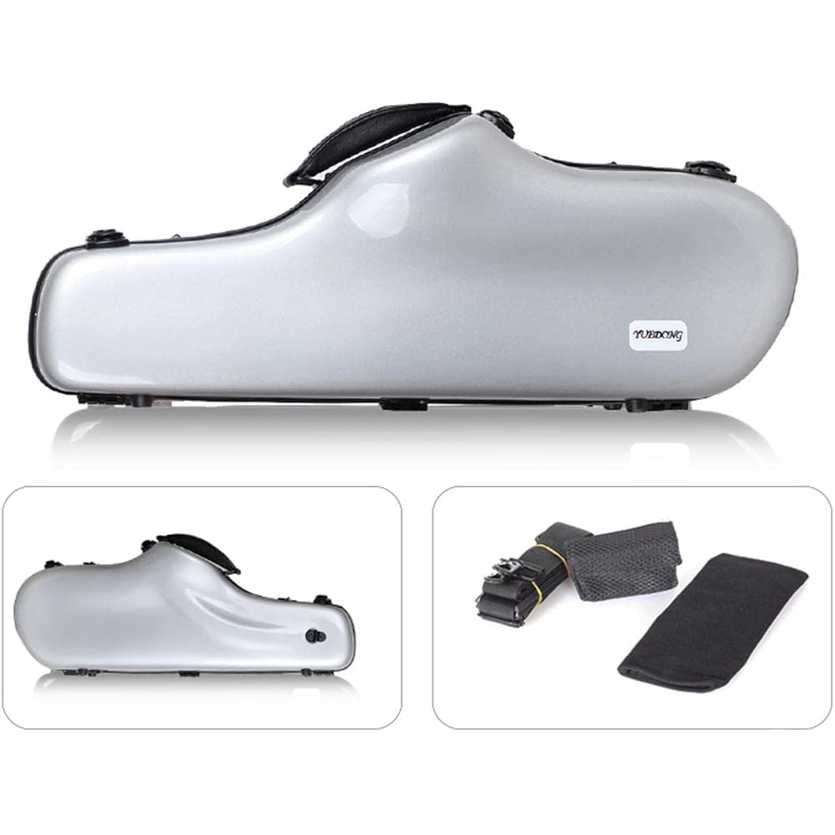 rockible High-end Ee Alto Saxophone Case Fiber Hard Shell Alto Saxophone Carrying Case with Strap